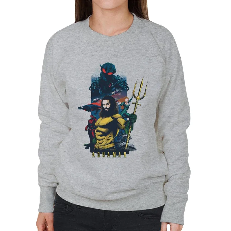 Aquaman Character Montage Poster Women's Sweatshirt Hoodie with Hem Patch Decorative Personalized Aquaman Character Montage Poster Women's Sweatshirt Hoodie with Hem Patch Decorative Personalized