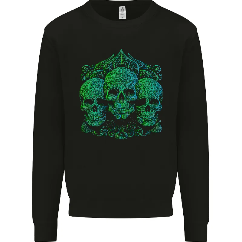 3 Ornate Green Skulls Gothic Goth Mens Sweatshirt Jumper Hoodie with Illustration Artistic Creative 3 Ornate Green Skulls Gothic Goth Mens Sweatshirt Jumper Hoodie with Illustration Artistic Creative