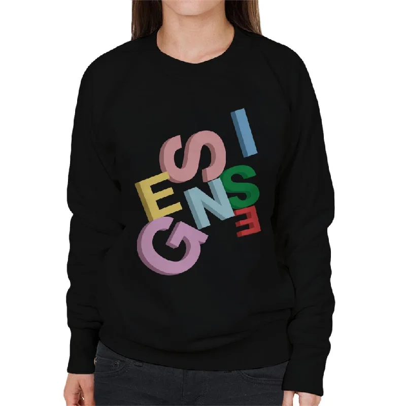 Genesis 3D Logo Women's Sweatshirt Hoodie with Distressed Vintage Worn