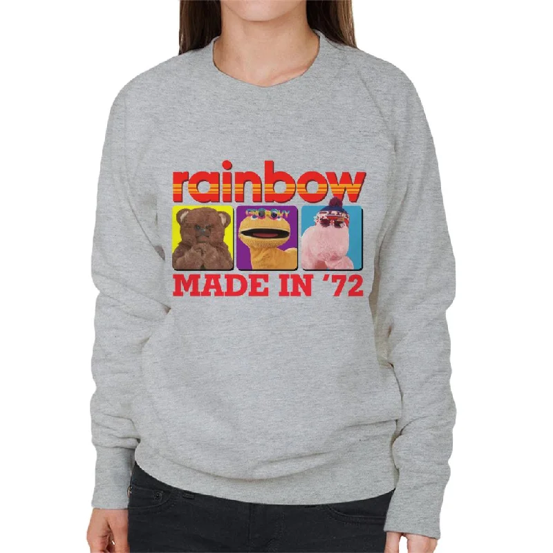 Rainbow Made In 1972 Women's Sweatshirt Hoodie with Distressed Vintage Worn