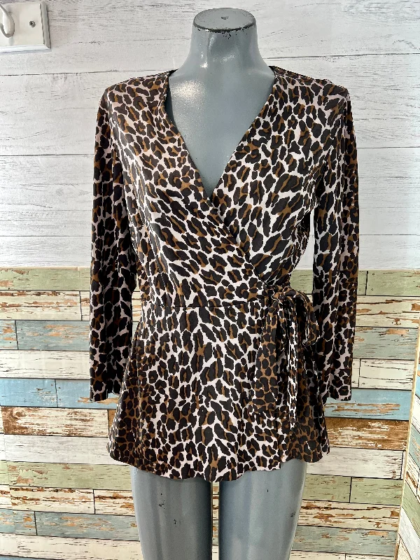90’s Animal Print Wrap Long Sleeve Blouse Short Sleeve Blouse