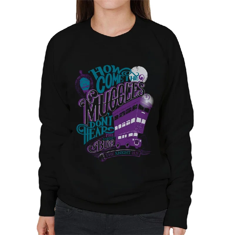 Harry Potter The Knight Bus How Come The Muggles Dont Hear Women's Sweatshirt Hoodie with Puffed Sleeves Voluminous Trendy Harry Potter The Knight Bus How Come The Muggles Dont Hear Women's Sweatshirt Hoodie with Puffed Sleeves Voluminous Trendy