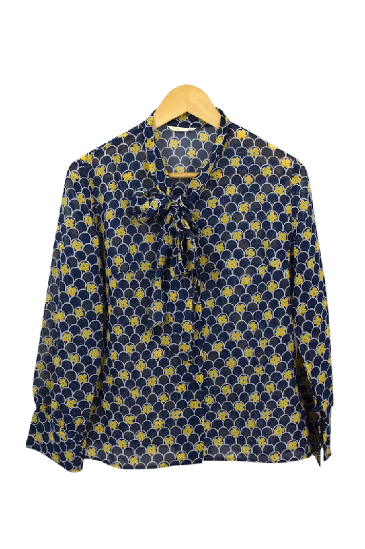Sheer Floral Blouse Frilled Cuff Blouse