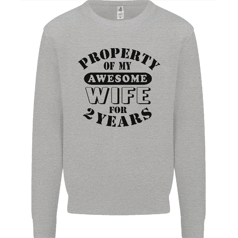 2nd Wedding Anniversary 2 Year Funny Wife Mens Sweatshirt Jumper Hoodie with Hem Fringe Bohemian Relaxed 2nd Wedding Anniversary 2 Year Funny Wife Mens Sweatshirt Jumper Hoodie with Hem Fringe Bohemian Relaxed