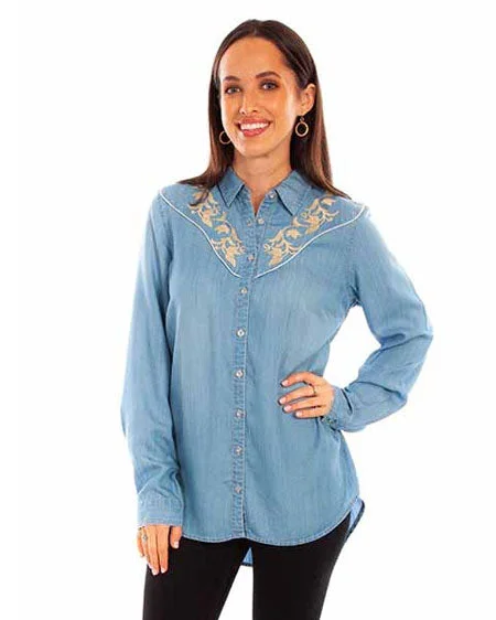 Women's Tencel Blouse Balloon Sleeve Blouse