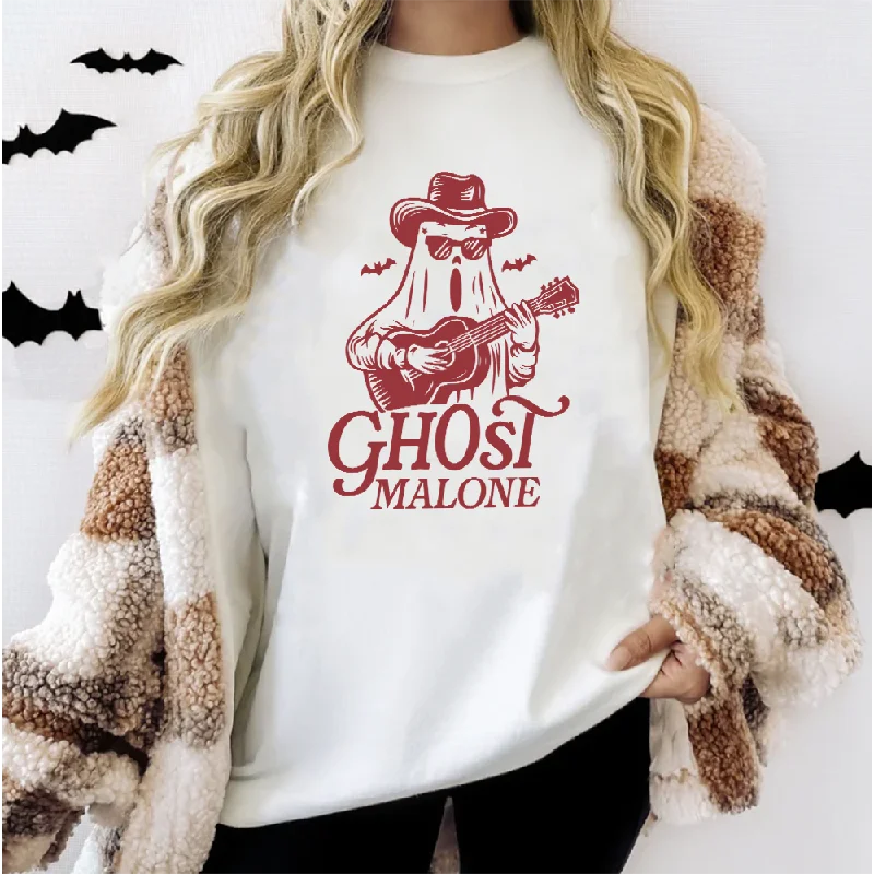 Ghost Malone Halloween White Sweatshirt Hoodie with Drop Shoulder Relaxed Streetwear Ghost Malone Halloween White Sweatshirt Hoodie with Drop Shoulder Relaxed Streetwear