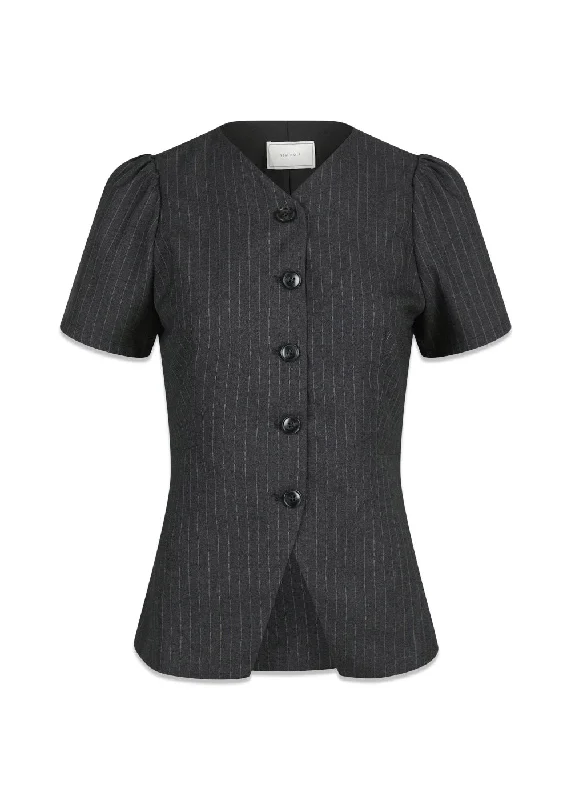 Jules Pinstripe Blouse - Antracit Versatile Layering Blouse