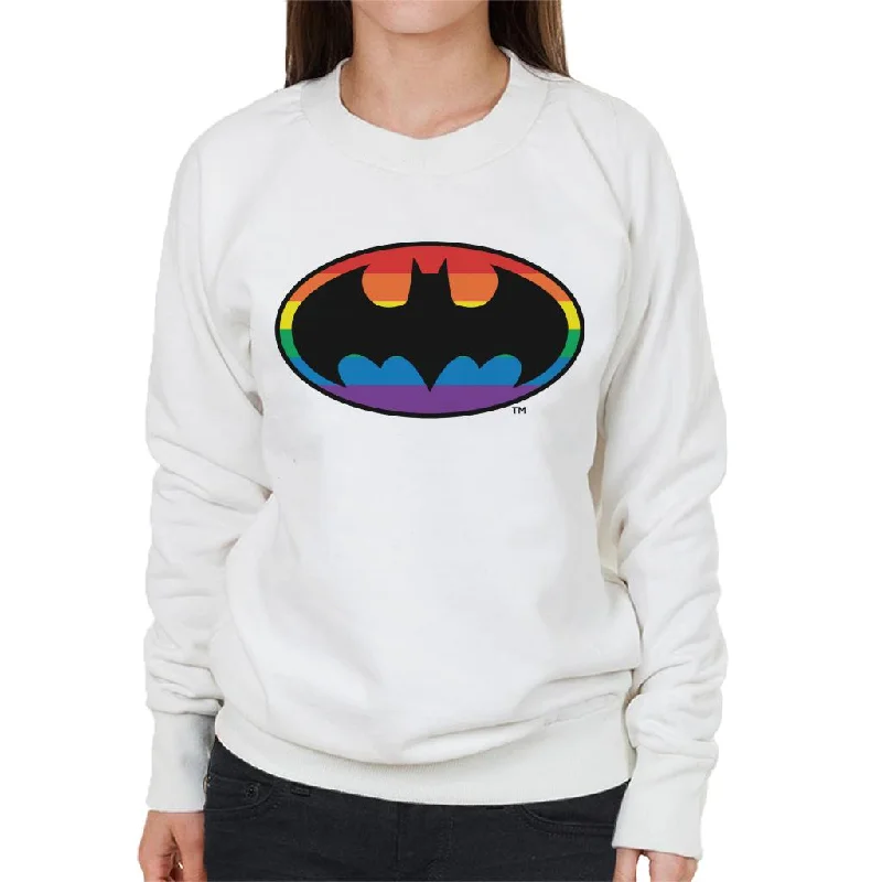 Batman Black Bat Symbol Rainbow Background Women's Sweatshirt Hoodie with Toggle Buttons Decorative Unique Batman Black Bat Symbol Rainbow Background Women's Sweatshirt Hoodie with Toggle Buttons Decorative Unique