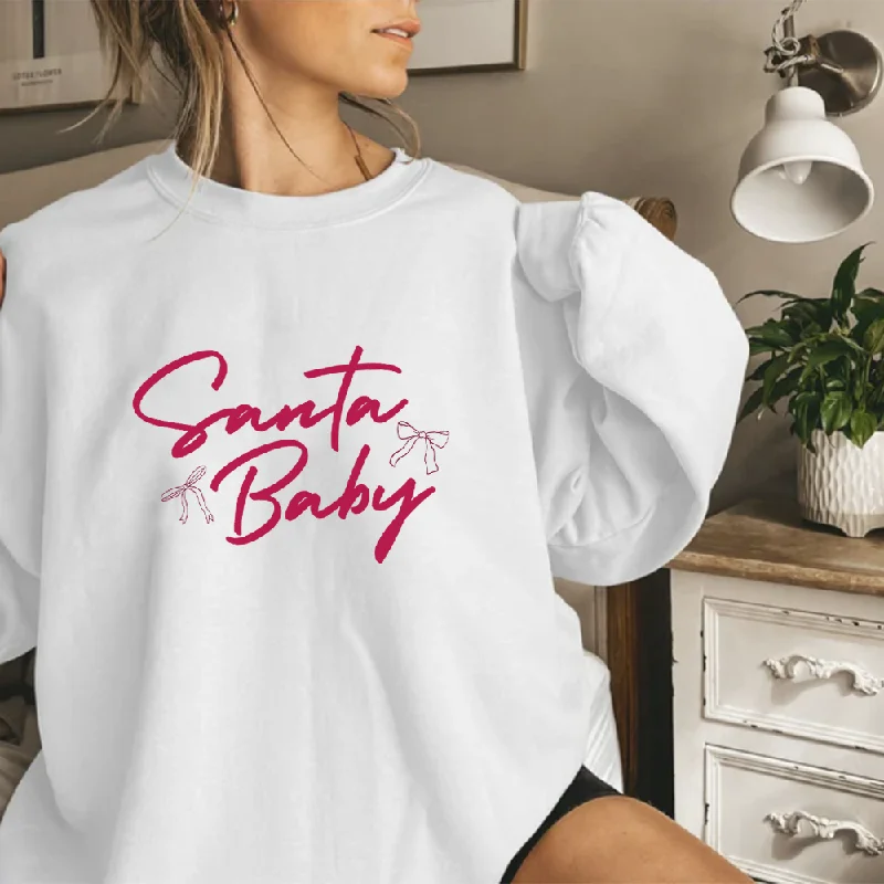 Santa Baby Coquette Women's Sweatshirt Hoodie with Zipper Placket Modern Functional