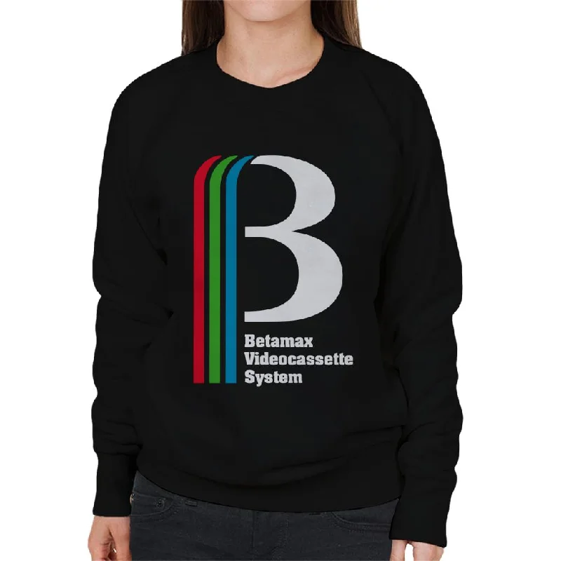 Betamax Videocassette System Logo Women's Sweatshirt Hoodie with Elastic Cuffs Stretchable Comfortable Betamax Videocassette System Logo Women's Sweatshirt Hoodie with Elastic Cuffs Stretchable Comfortable