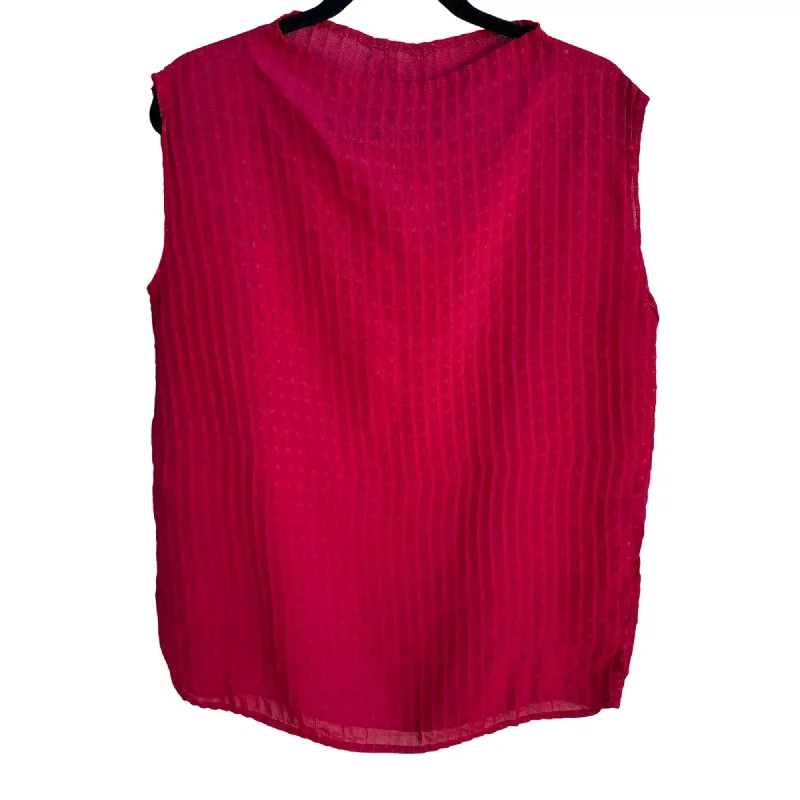 Sleeveless Vintage Womens Semi Sheer Boat Neck Red Waffle Textured Blouse Top XL Peter Pan Blouse Sleeveless Vintage Womens Semi Sheer Boat Neck Red Waffle Textured Blouse Top XL Peter Pan Blouse