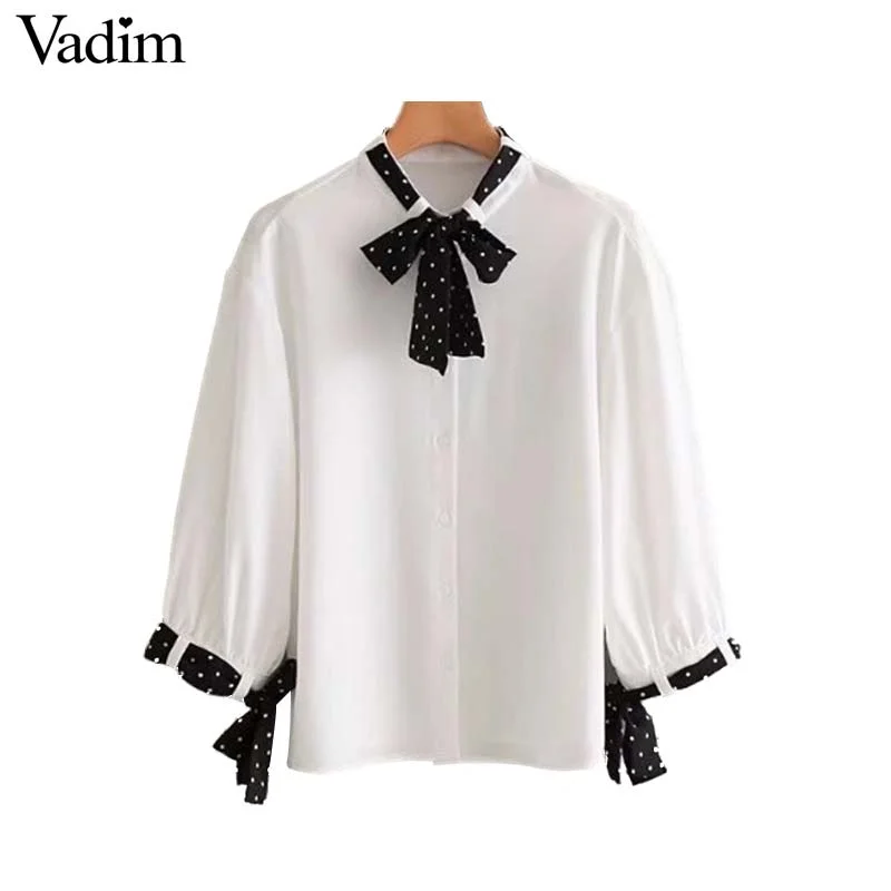 Vadim women elegant spliced chiffon loose shirts see through bow tie blouse ladies brand office wear chic tops blusas LT2769 Lightweight Tunic Blouse Vadim women elegant spliced chiffon loose shirts see through bow tie blouse ladies brand office wear chic tops blusas LT2769 Lightweight Tunic Blouse