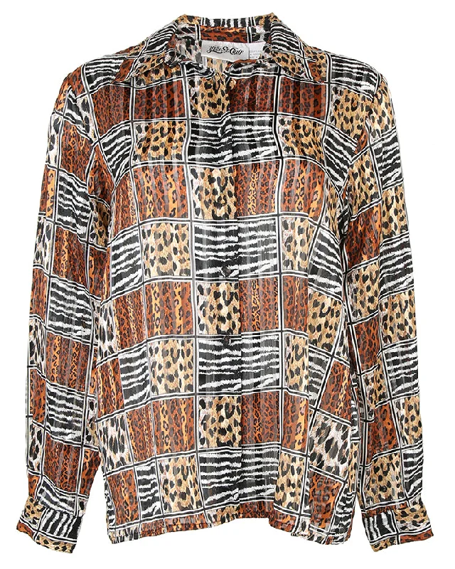 Yves St Claire Animal Print Blouse - M Floral Print Blouse
