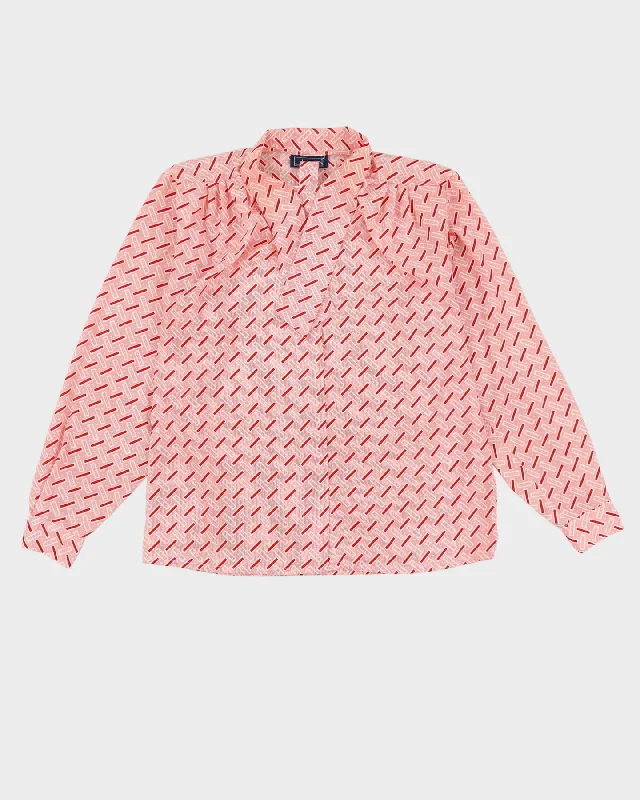 Vintage 1980s Red Patterned Blouse - M Versatile Layering Blouse