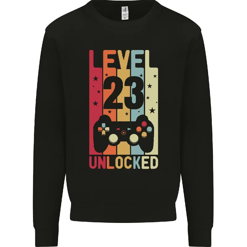 23rd Birthday 23 Year Old Level Up Gaming Mens Sweatshirt Jumper Hoodie with Snap Buttons Easy Quick 23rd Birthday 23 Year Old Level Up Gaming Mens Sweatshirt Jumper Hoodie with Snap Buttons Easy Quick