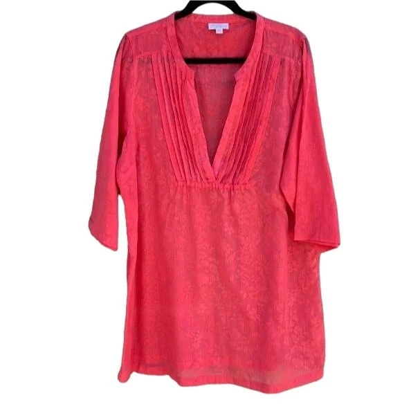 Miller's Vintage Floral Semi Sheer V Neck Women's 3/4 Sleeve Blouse Cover Up High Neck Blouse Miller's Vintage Floral Semi Sheer V Neck Women's 3/4 Sleeve Blouse Cover Up High Neck Blouse