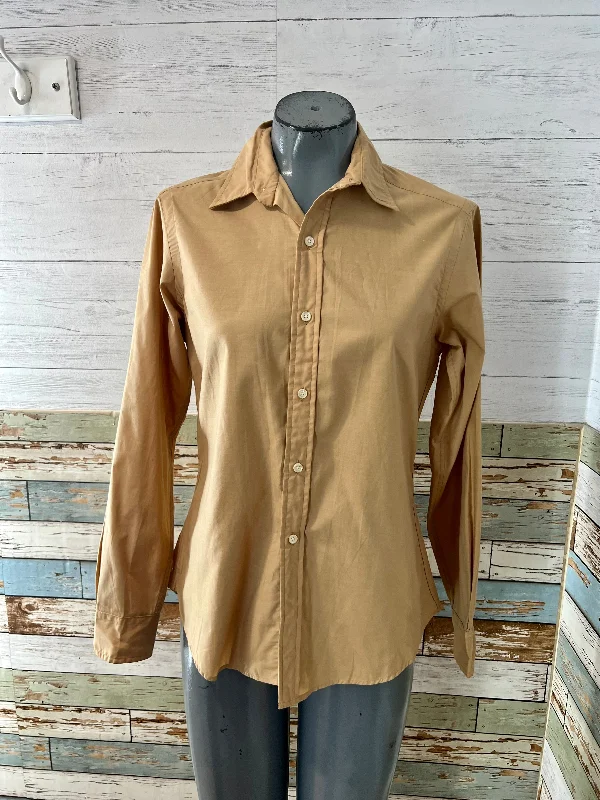 80’s Sand Button Up Blouse By Stanley Blacker Elegant Silk Blouse