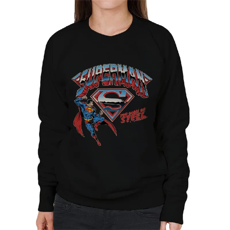 Superman Logo The Man Of Steel Women's Sweatshirt Hoodie with Neon Bright Vibrant