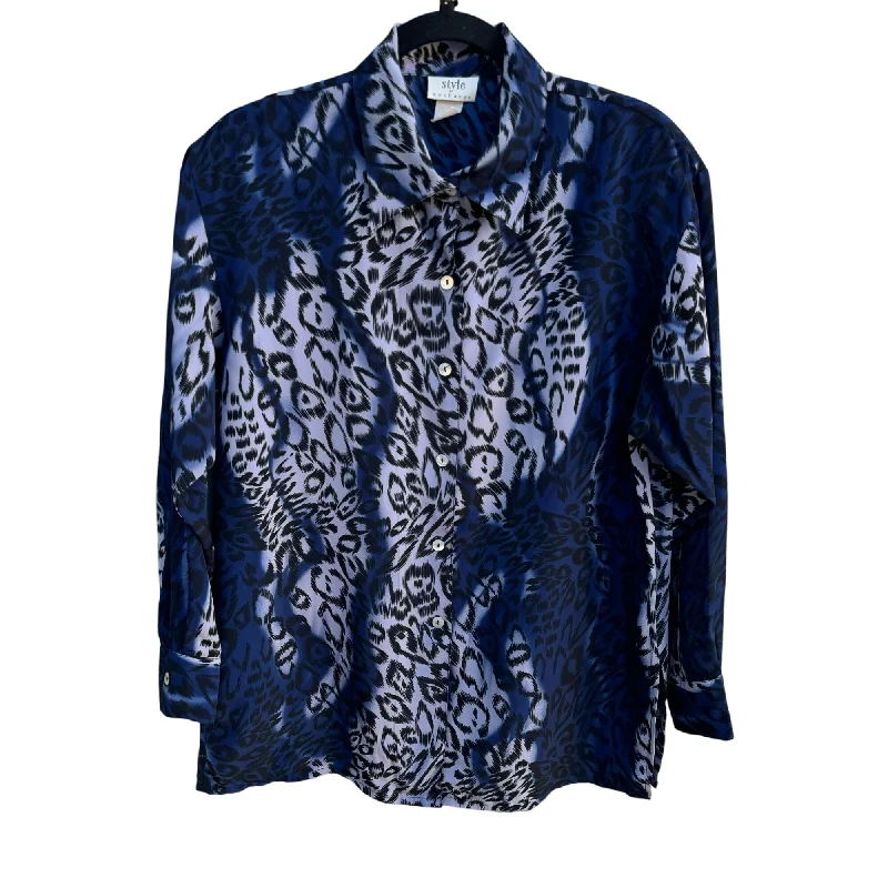 Style Exchange Vintage 90s Womens Blue Black Leopard Print Button-Down Blouse M Satin Bow Blouse Style Exchange Vintage 90s Womens Blue Black Leopard Print Button-Down Blouse M Satin Bow Blouse