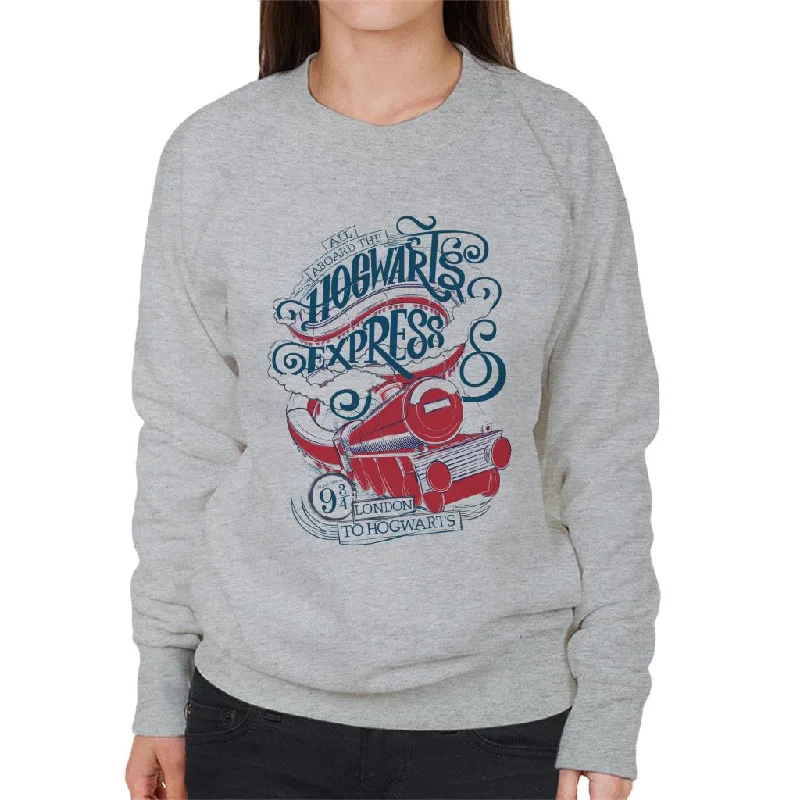 Harry Potter All Aboard The Hogwarts Express Women's Sweatshirt Hoodie with Back Slit Movement Comfort Harry Potter All Aboard The Hogwarts Express Women's Sweatshirt Hoodie with Back Slit Movement Comfort