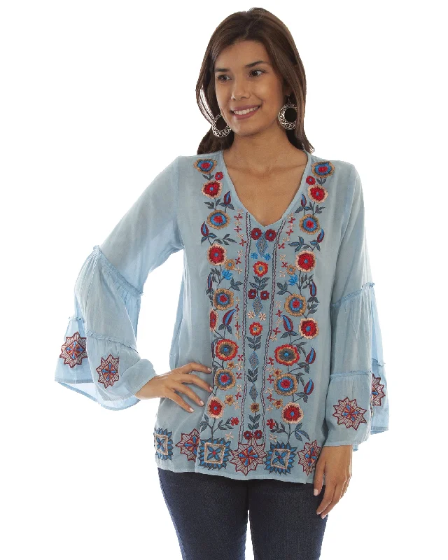 Women's Embroidered Blouse Soft Pastel Blouse