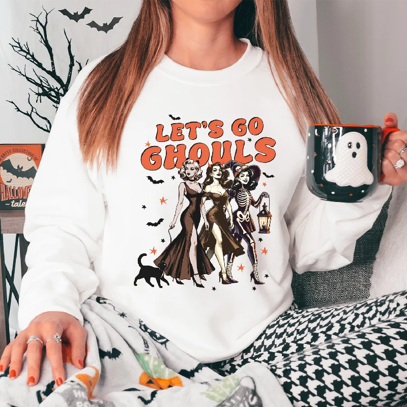 Let's Go Ghouls Retro Graphic Halloween Sweatshirt Hoodie with Magnetic Closure Innovative Modern Let's Go Ghouls Retro Graphic Halloween Sweatshirt Hoodie with Magnetic Closure Innovative Modern