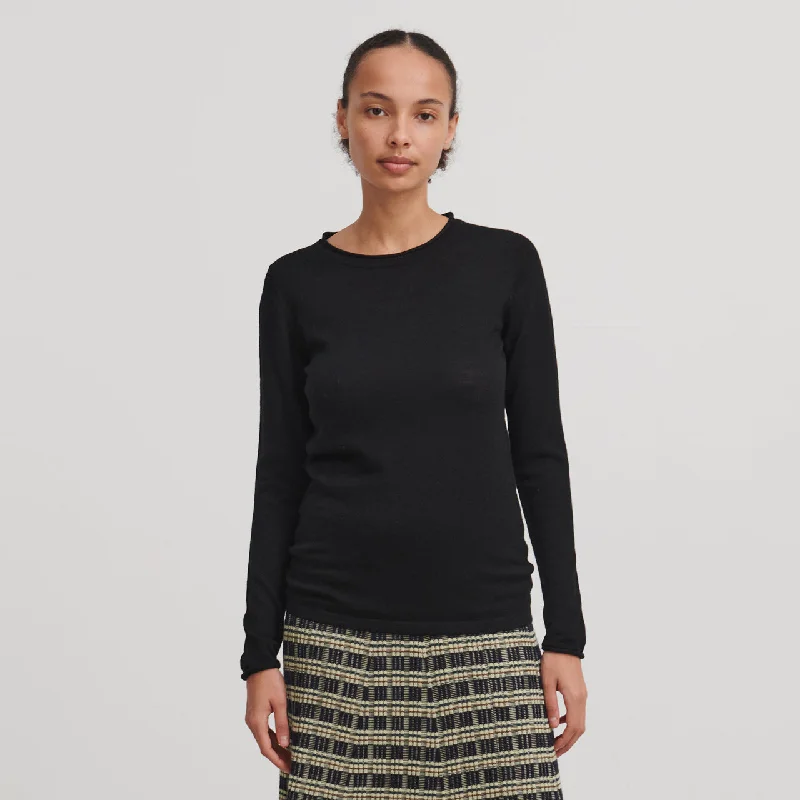 Women's Winter Blouse - 100% Merino - Black (XS-L) Soft Modal Blouse