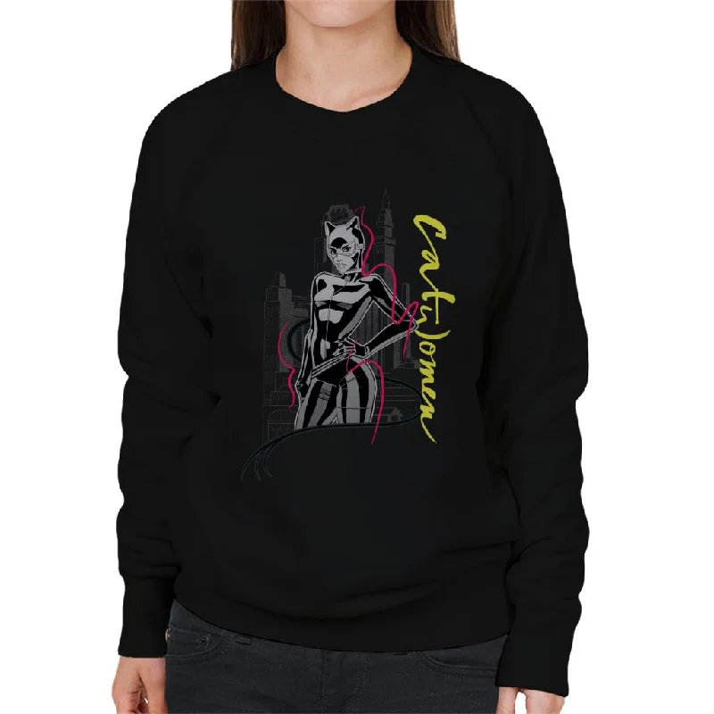 Batman Catwoman In Gotham City Women's Sweatshirt Hoodie with Snap Buttons Easy Quick Batman Catwoman In Gotham City Women's Sweatshirt Hoodie with Snap Buttons Easy Quick