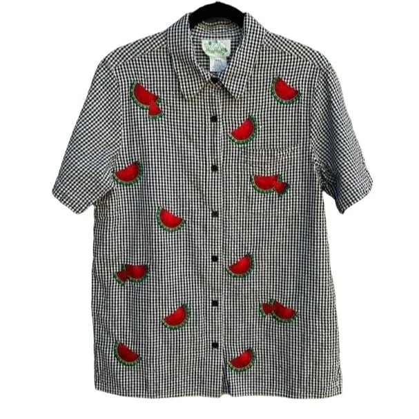 The Quacker Factory Checkbox Embroidered Rhinestone Studded Women's Shirt Blouse Sleeveless Summer Blouse The Quacker Factory Checkbox Embroidered Rhinestone Studded Women's Shirt Blouse Sleeveless Summer Blouse