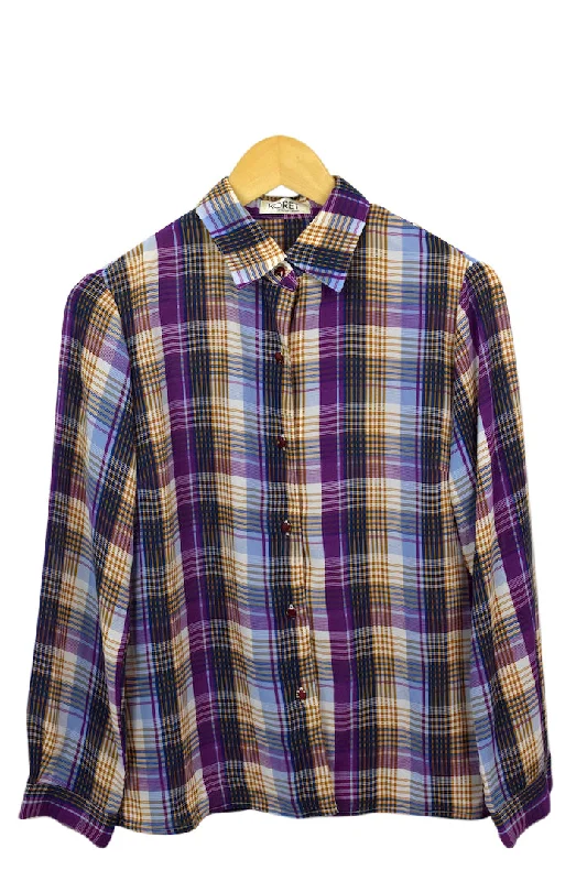 Checkered Blouse Silky Draped Blouse