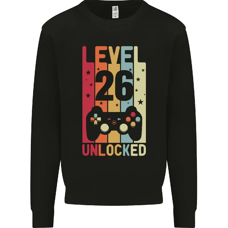 26th Birthday 26 Year Old Level Up Gaming Mens Sweatshirt Jumper Hoodie with Bell Sleeves Flared Feminine 26th Birthday 26 Year Old Level Up Gaming Mens Sweatshirt Jumper Hoodie with Bell Sleeves Flared Feminine
