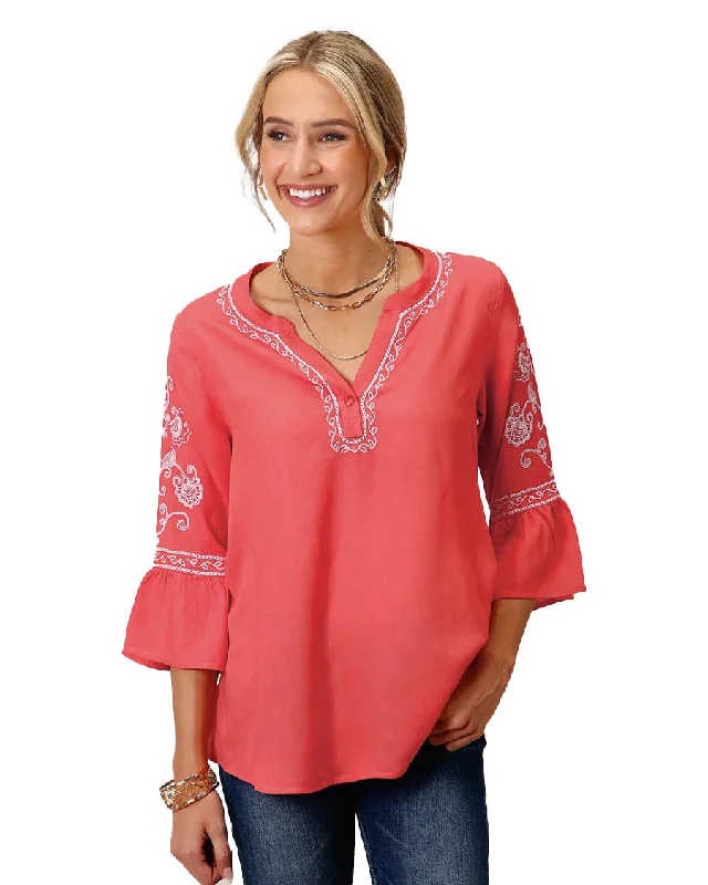 Women's Rayon Challis Peasant Blouse Stylish Wrap Blouse