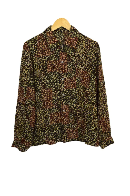 Reworked Floral Print Blouse Chic Square Blouse