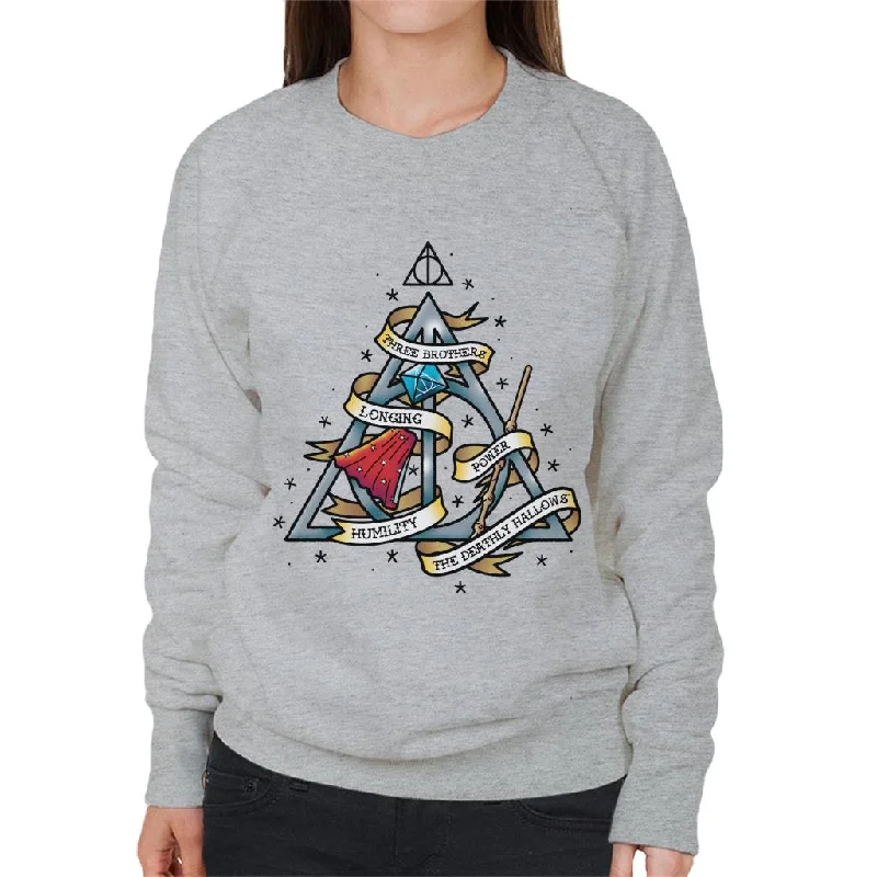 Harry Potter The Deathly Hallows Women's Sweatshirt Hoodie with Half-Zip Sporty Casual Harry Potter The Deathly Hallows Women's Sweatshirt Hoodie with Half-Zip Sporty Casual