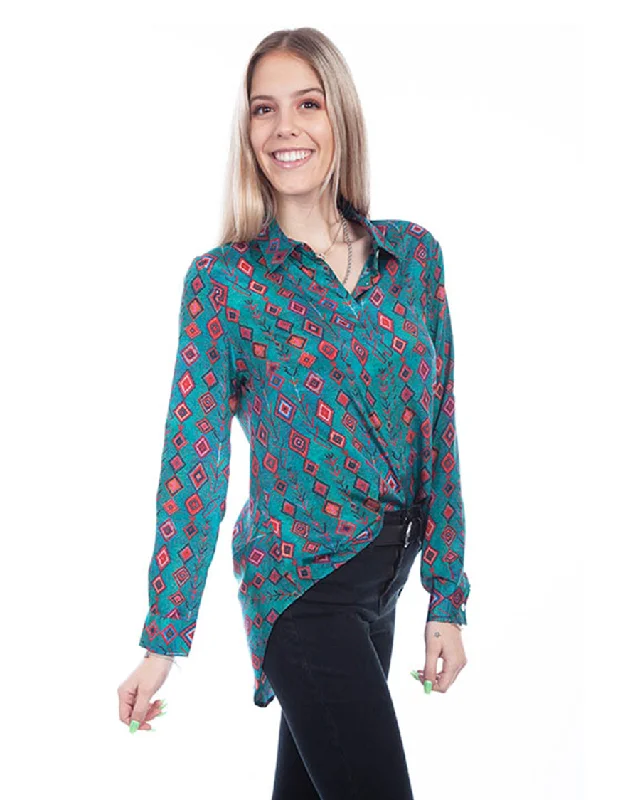 Women's Diamond Blouse Casual Stripe Blouse