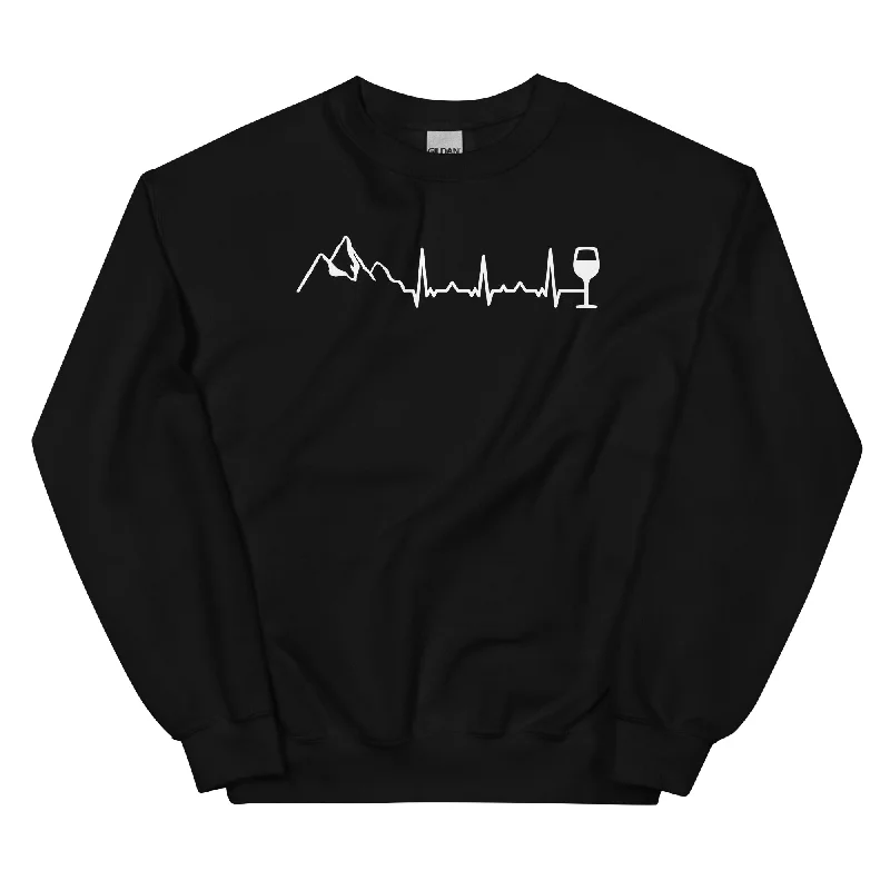 Heartbeat Wine And Mountain - Sweatshirt (Unisex) Hoodie with Contrast Stitching Detailed Premium Heartbeat Wine And Mountain - Sweatshirt (Unisex) Hoodie with Contrast Stitching Detailed Premium