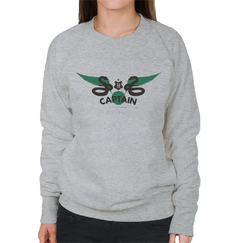 Harry Potter Golden Snitch Captain Slytherin Women's Sweatshirt Hoodie with Hem Elastic Stretchable Comfortable Harry Potter Golden Snitch Captain Slytherin Women's Sweatshirt Hoodie with Hem Elastic Stretchable Comfortable