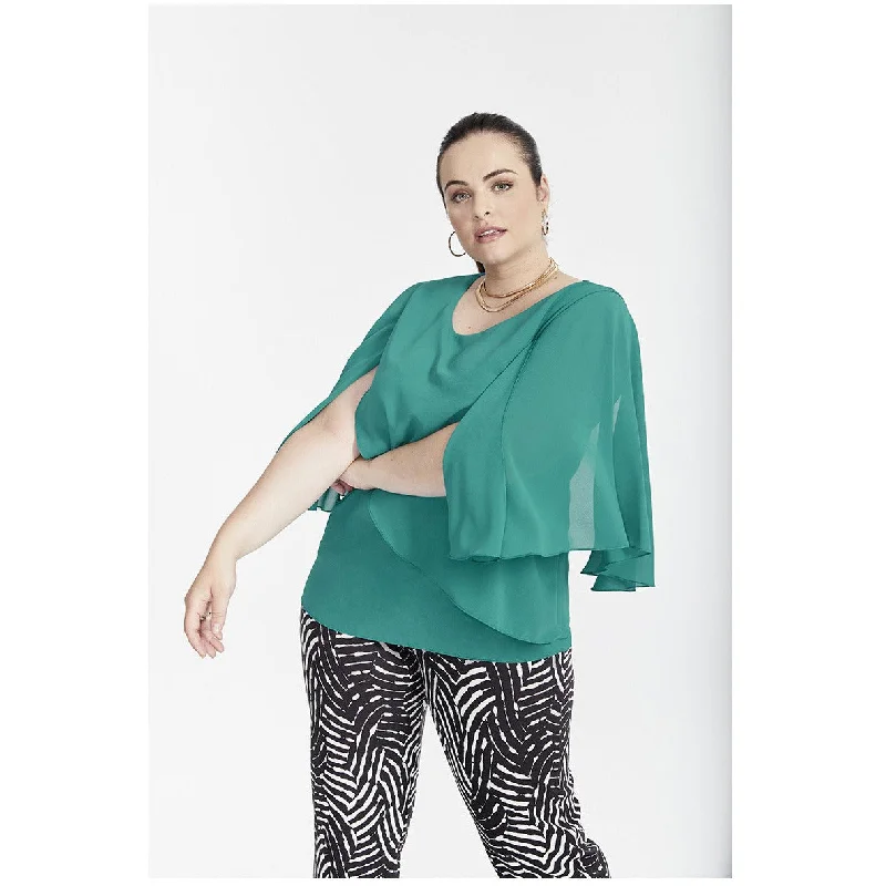 SPG Waterfall Blouse in Teal Puff Sleeve Blouse