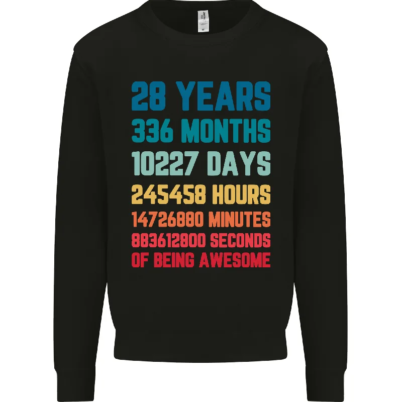 28th Birthday 28-Year-Old Men's Sweatshirt Jumper Hoodie with Relaxed Fit Easy Casual 28th Birthday 28-Year-Old Men's Sweatshirt Jumper Hoodie with Relaxed Fit Easy Casual