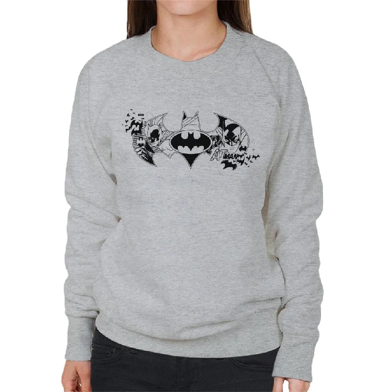 Batman Bat Symbol Montage Women's Sweatshirt Hoodie with Tied Waist Feminine Flattering Batman Bat Symbol Montage Women's Sweatshirt Hoodie with Tied Waist Feminine Flattering