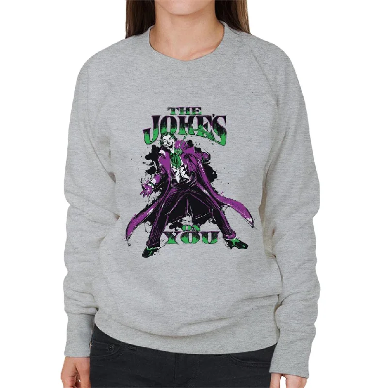 Batman The Joker The Jokes On You Women's Sweatshirt Hoodie with Side Slits Relaxed Casual Batman The Joker The Jokes On You Women's Sweatshirt Hoodie with Side Slits Relaxed Casual