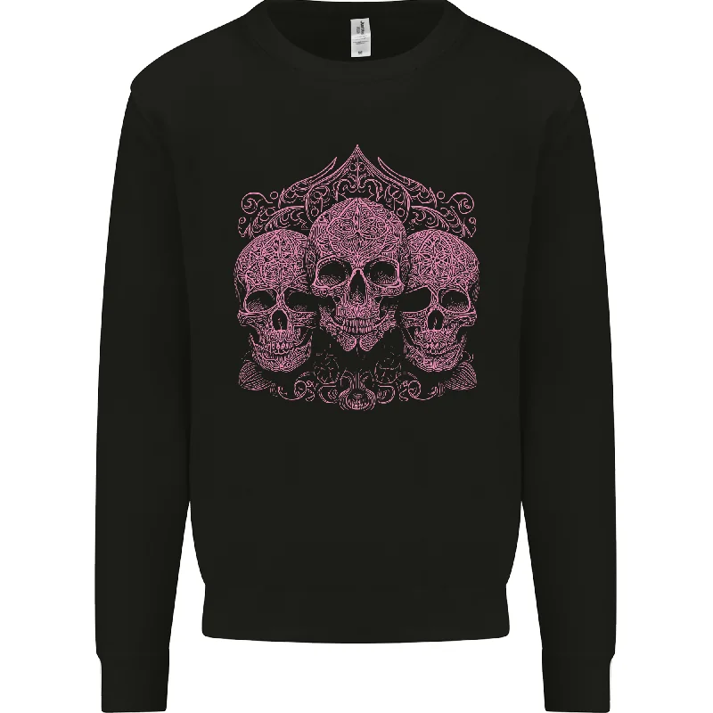 3 Ornate Pink Skulls Gothic Goth Mens Sweatshirt Jumper Hoodie with Mesh Breathable Sporty 3 Ornate Pink Skulls Gothic Goth Mens Sweatshirt Jumper Hoodie with Mesh Breathable Sporty