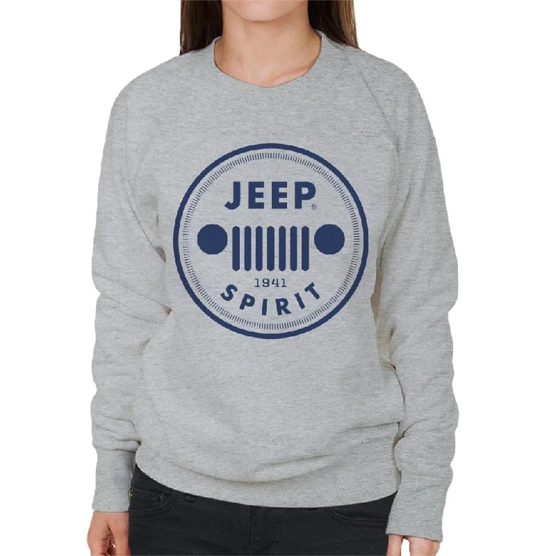Jeep Spirit 1941 Blue Logo Women's Sweatshirt Hoodie with Hem Lace Feminine Delicate Jeep Spirit 1941 Blue Logo Women's Sweatshirt Hoodie with Hem Lace Feminine Delicate