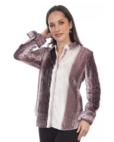 Women's Velvet French Cuffs Blouse Collared Satin Blouse