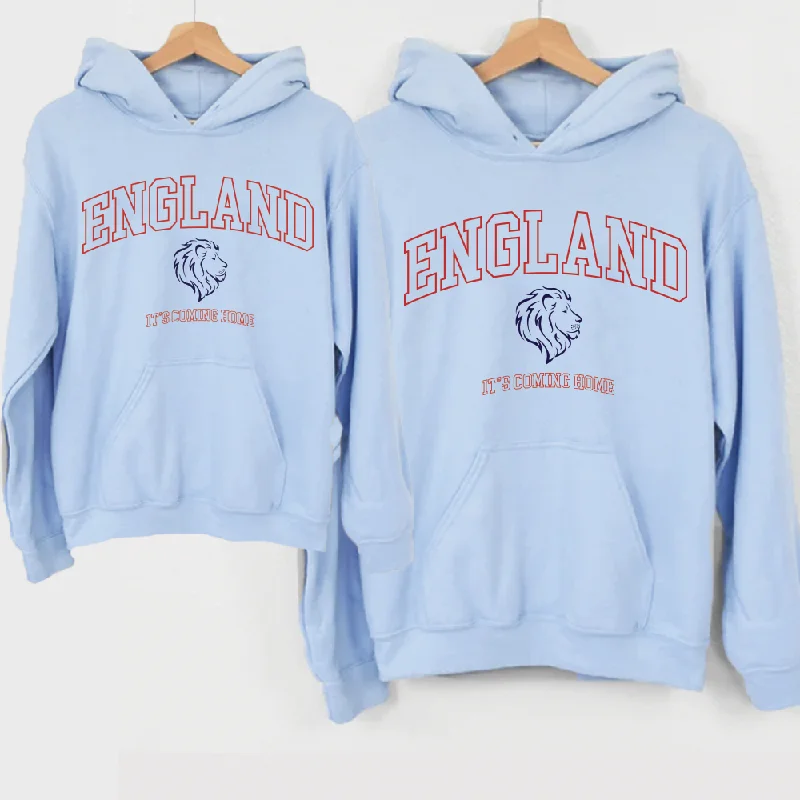 England It's Coming Home Whole Family Matching Sky Blue Hoodies Hoodie with Fur Luxurious Winter England It's Coming Home Whole Family Matching Sky Blue Hoodies Hoodie with Fur Luxurious Winter