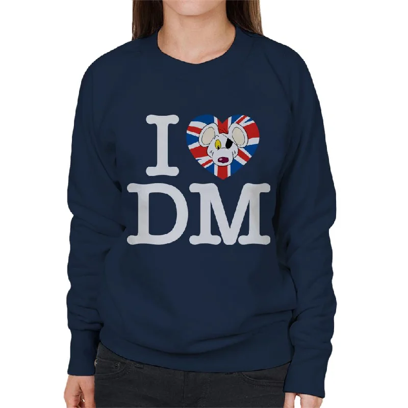 Danger Mouse I Love DM Union Jack Women's Sweatshirt Hoodie with Slim Fit Tailored Modern Danger Mouse I Love DM Union Jack Women's Sweatshirt Hoodie with Slim Fit Tailored Modern