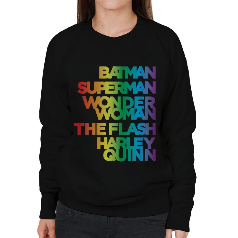 Justice League Characters Rainbow Women's Sweatshirt Hoodie with Embroidery Detailed Premium Justice League Characters Rainbow Women's Sweatshirt Hoodie with Embroidery Detailed Premium