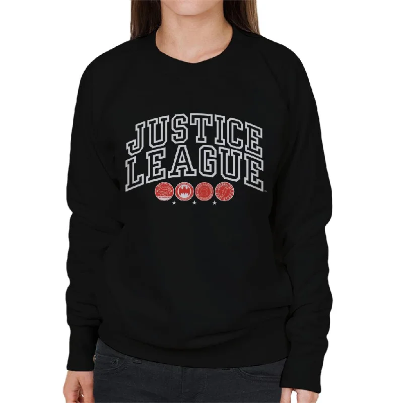 Justice League Character Logos Women's Sweatshirt Hoodie with Back Slit Movement Comfort Justice League Character Logos Women's Sweatshirt Hoodie with Back Slit Movement Comfort