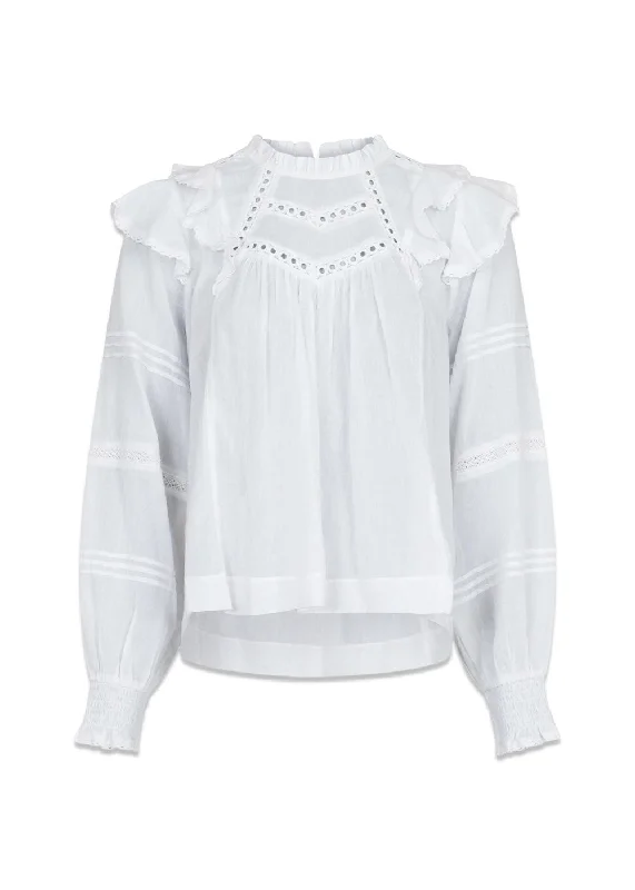 Simkie S Voile Blouse - White Side Tie Blouse