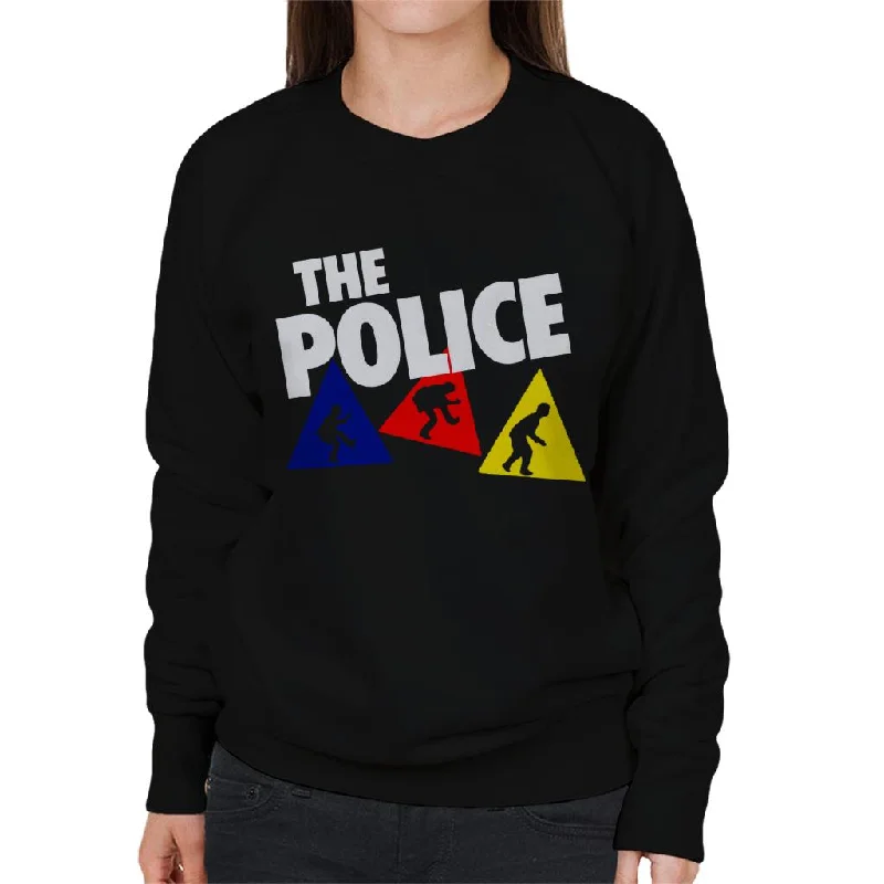 The Police Triangles With Logo Women's Sweatshirt Hoodie with Side Slits Relaxed Casual The Police Triangles With Logo Women's Sweatshirt Hoodie with Side Slits Relaxed Casual